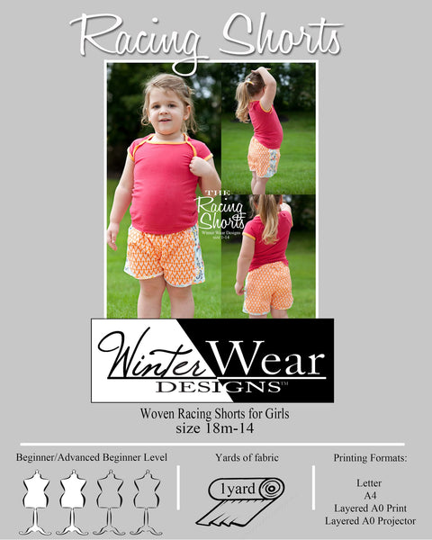 Racing Shorts for Girls size 18m-14