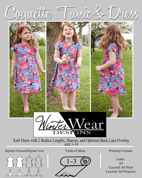 Coquette Top, Tunic, and Dress for girls size 1-14