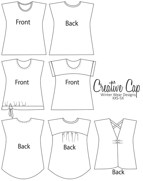 Creative Cap Sleeve Top & Tunic for Women size XXS-5X