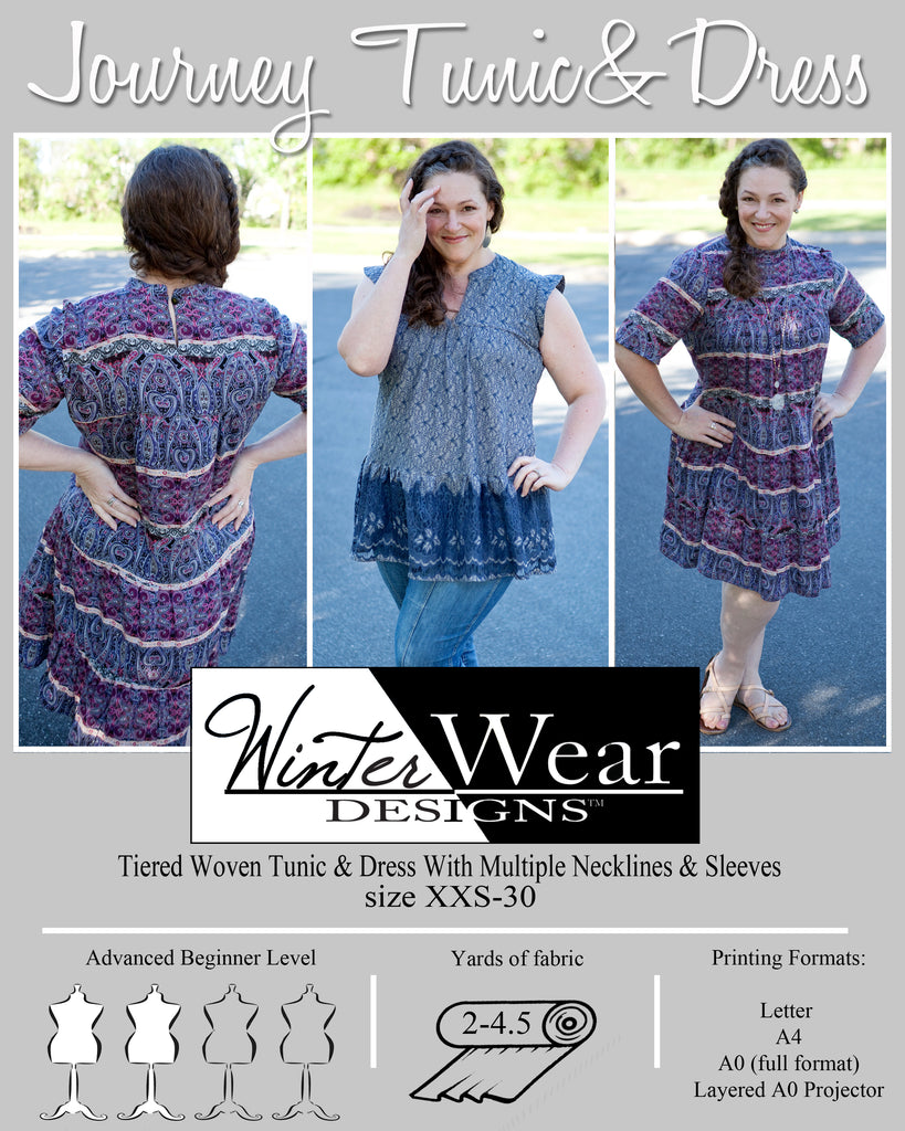 winter tunic dress pattern Women's US0 to 22