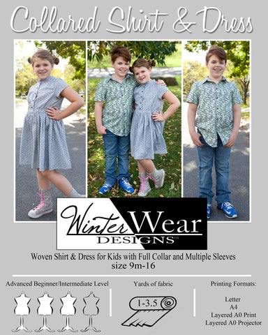 Collared Shirt Dress for Kids size 9m-16