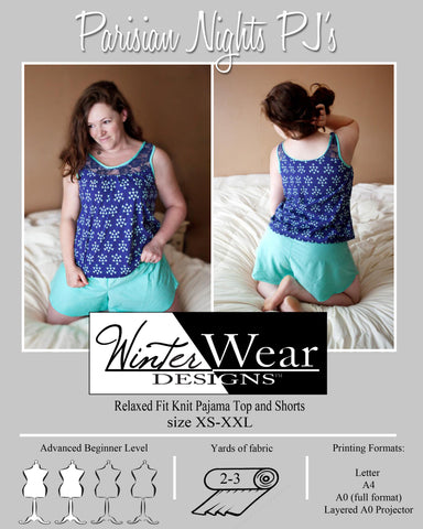 Parisian Nights PJ Top and Shorts for Women size XS-XXL