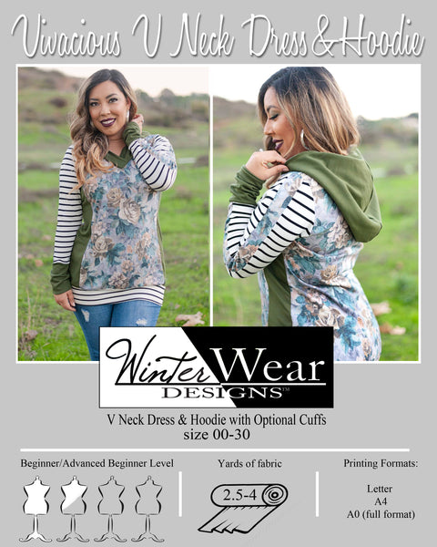 Vivacious V Neck Dress and Hoodie for Women size 00-30