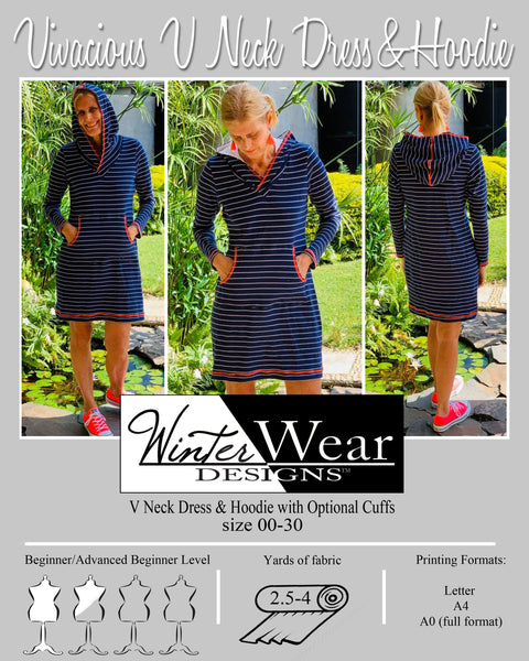 Vivacious V Neck Dress and Hoodie for Women size 00-30