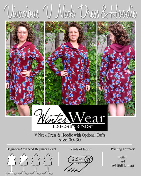 Vivacious V Neck Dress and Hoodie for Women size 00-30