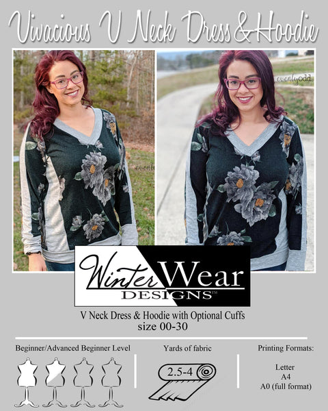 Vivacious V Neck Dress and Hoodie for Women size 00-30