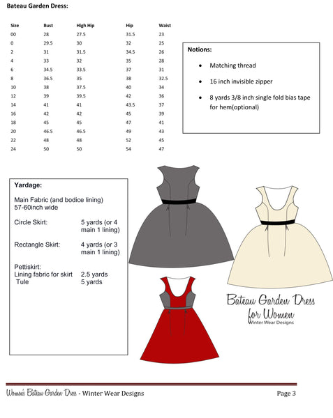 Mommy and Me Bateau Garden Dress Pattern for Women and Girls
