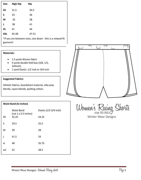 Racing Shorts for Women size XS-XXL