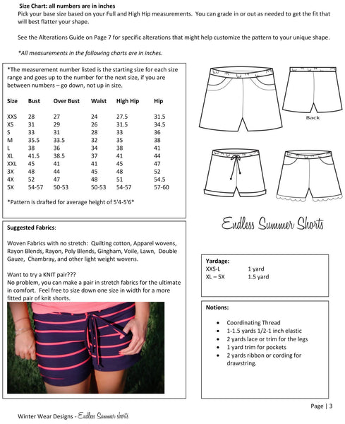 Endless Summer Shorts Size XXS-5X