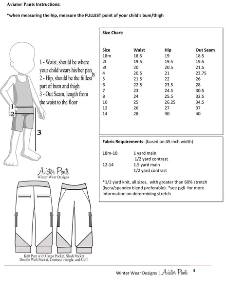 Aviator Pants and Shorts for Boys and Girls Size 1-14